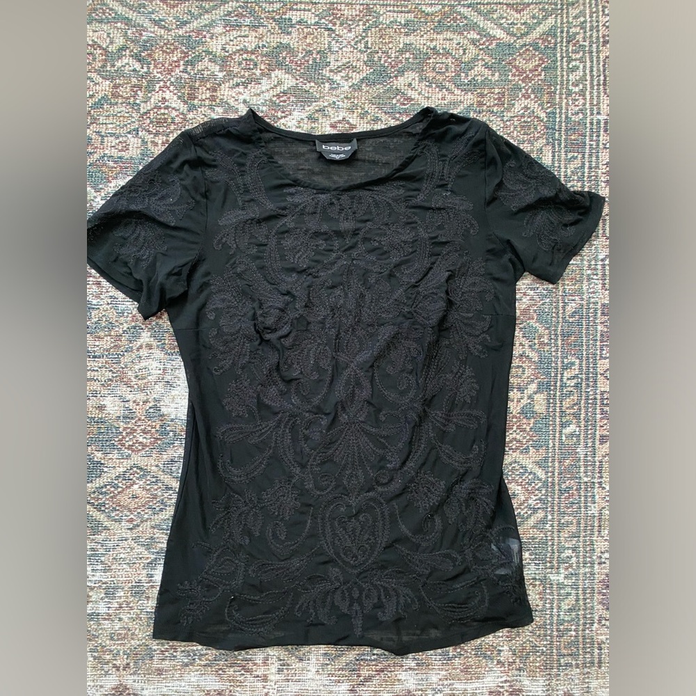 Bebe Black Sheer Top